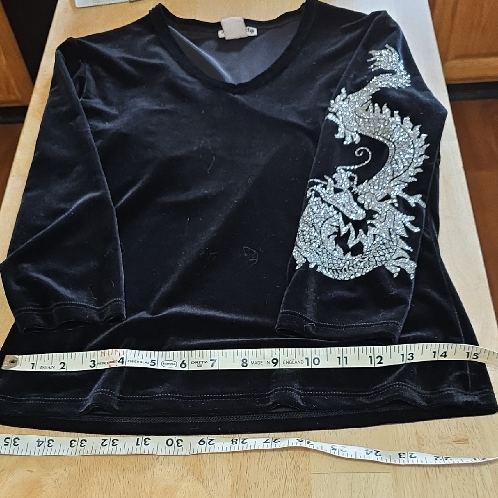 Black Graphic with Silver Dragon Design